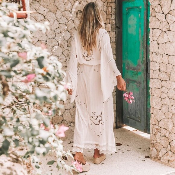 Spell & The Gypsy Collective Bride Isla Bonita Kimono White One Size Robe b238 - Picture 6 of 17